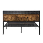 Cama Plataforma King Size Negra Marrón con Cabecero LED y Cajones de Almacenamiento, Capacidad para 2 personas