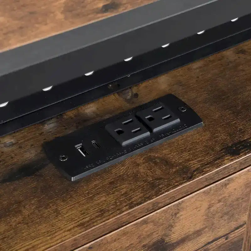 Cama Plataforma King Size Negra Marrón con Cabecero LED y Cajones de Almacenamiento, Capacidad para 2 personas