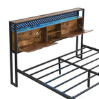 Cama Plataforma King Size Negra Marrón con Cabecero LED y Cajones de Almacenamiento, Capacidad para 2 personas