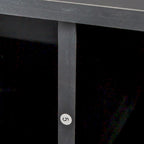 Mueble de TV Moderno Minimalista Negro, 3 Cajones y Estantes Abiertos, Para TV de hasta 80"