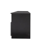 Mueble de TV Moderno Minimalista Negro, 3 Cajones y Estantes Abiertos, Para TV de hasta 80"