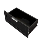Mueble de TV Moderno Minimalista Negro, 3 Cajones y Estantes Abiertos, Para TV de hasta 80"