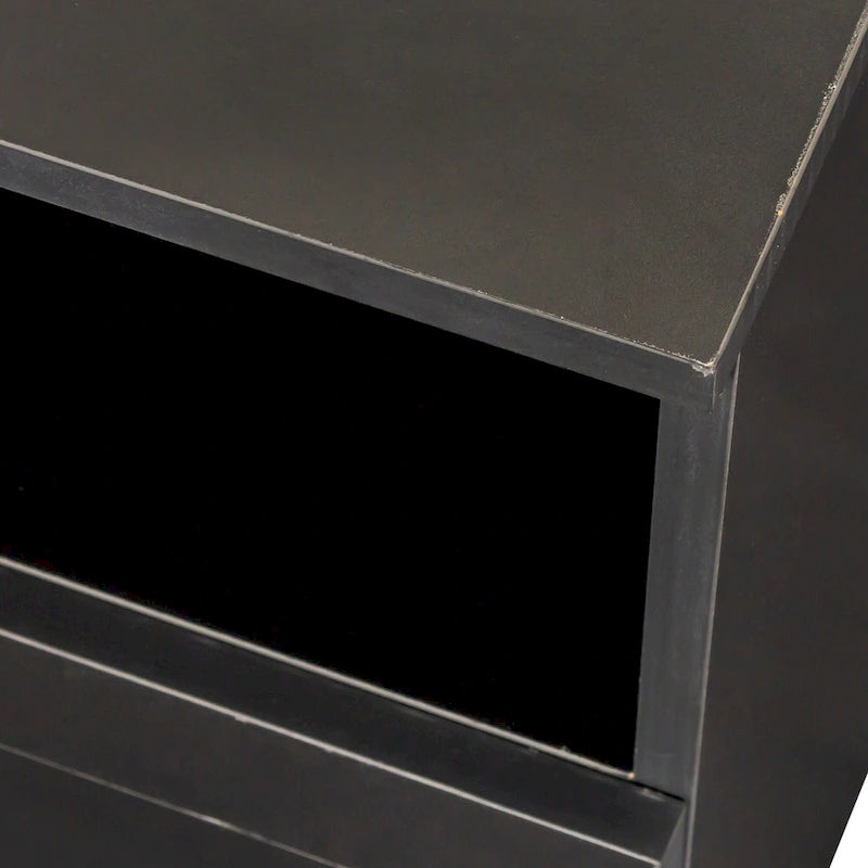 Mueble de TV Moderno Minimalista Negro, 3 Cajones y Estantes Abiertos, Para TV de hasta 80"