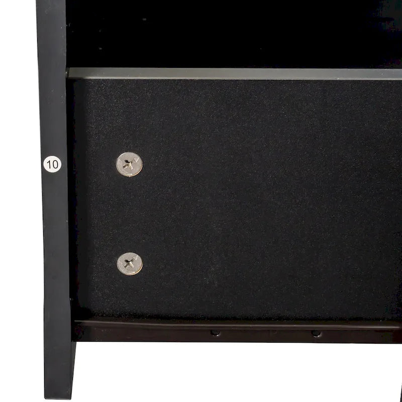 Mueble de TV Moderno Minimalista Negro, 3 Cajones y Estantes Abiertos, Para TV de hasta 80"
