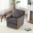 Sillón tapizado giratorio 360° en forma de barril, color beige/gris oscuro/camel, asiento individual