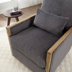 Sillón tapizado giratorio 360° en forma de barril, color beige/gris oscuro/camel, asiento individual
