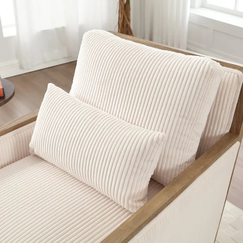 Sillón tapizado giratorio 360° en forma de barril, color beige/gris oscuro/camel, asiento individual