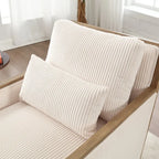 Sillón tapizado giratorio 360° en forma de barril, color beige/gris oscuro/camel, asiento individual