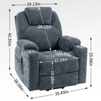 Sillón reclinable eléctrico, marrón/gris azulado, individual