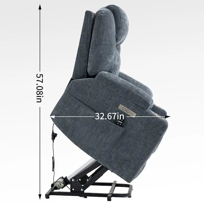 Sillón reclinable eléctrico, marrón/gris azulado, individual
