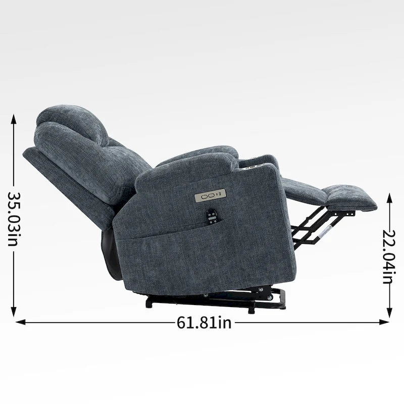Sillón reclinable eléctrico, marrón/gris azulado, individual