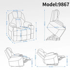 Sillón reclinable eléctrico, marrón/gris azulado, individual