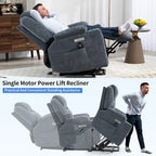 Sillón reclinable eléctrico, marrón/gris azulado, individual