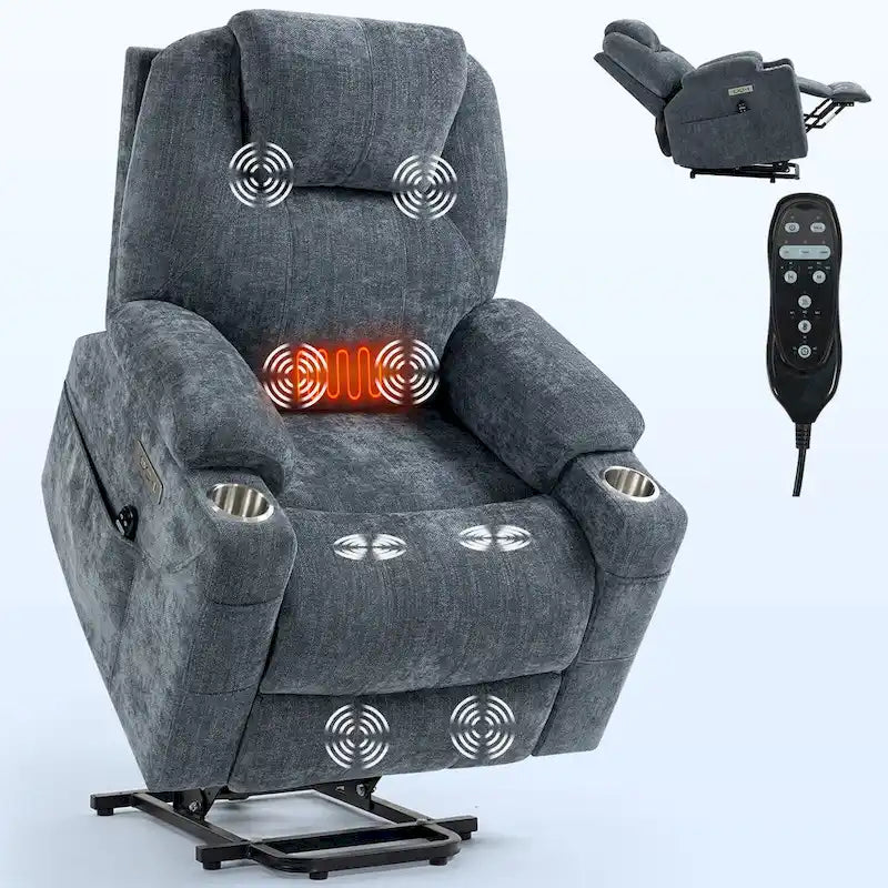 Sillón reclinable eléctrico, marrón/gris azulado, individual