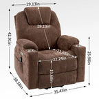 Sillón reclinable eléctrico, marrón/gris azulado, individual