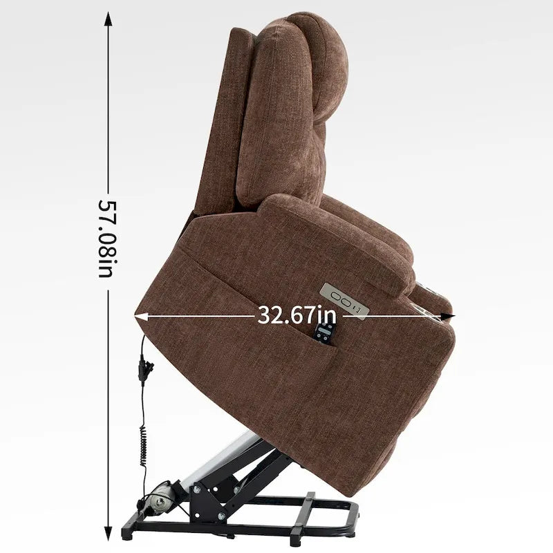 Sillón reclinable eléctrico, marrón/gris azulado, individual