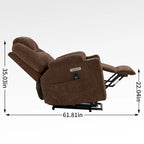 Sillón reclinable eléctrico, marrón/gris azulado, individual