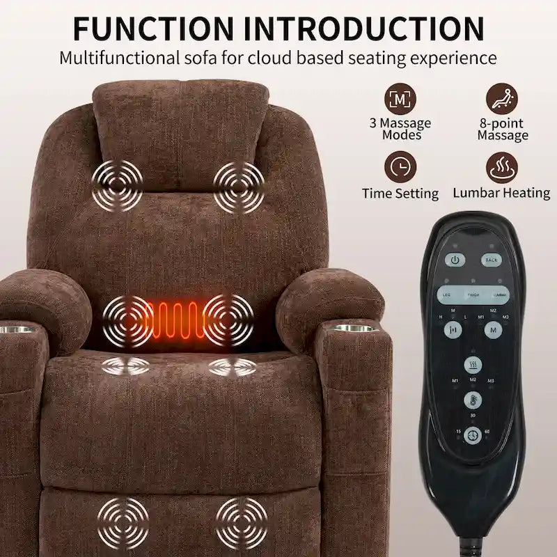 Sillón reclinable eléctrico, marrón/gris azulado, individual