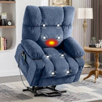 Sillón Reclinable Eléctrico con Calor y Masaje, Un Asiento, Azul / Marrón / Gris