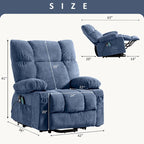 Sillón Reclinable Eléctrico con Calor y Masaje, Un Asiento, Azul / Marrón / Gris