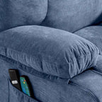 Sillón Reclinable Eléctrico con Calor y Masaje, Un Asiento, Azul / Marrón / Gris