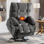 Sillón Reclinable Eléctrico con Calor y Masaje, Un Asiento, Azul / Marrón / Gris