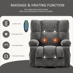Sillón Reclinable Eléctrico con Calor y Masaje, Un Asiento, Azul / Marrón / Gris