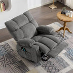 Sillón Reclinable Eléctrico con Calor y Masaje, Un Asiento, Azul / Marrón / Gris