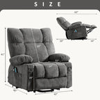Sillón Reclinable Eléctrico con Calor y Masaje, Un Asiento, Azul / Marrón / Gris