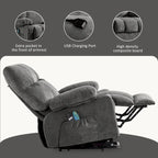 Sillón Reclinable Eléctrico con Calor y Masaje, Un Asiento, Azul / Marrón / Gris