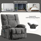 Sillón Reclinable Eléctrico con Calor y Masaje, Un Asiento, Azul / Marrón / Gris