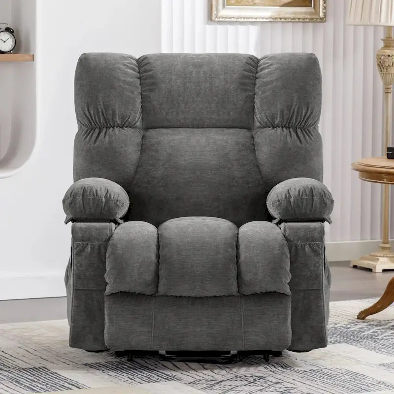Sillón Reclinable Eléctrico con Calor y Masaje, Un Asiento, Azul / Marrón / Gris