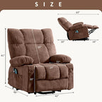 Sillón Reclinable Eléctrico con Calor y Masaje, Un Asiento, Azul / Marrón / Gris