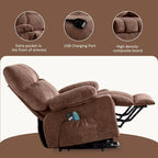 Sillón Reclinable Eléctrico con Calor y Masaje, Un Asiento, Azul / Marrón / Gris