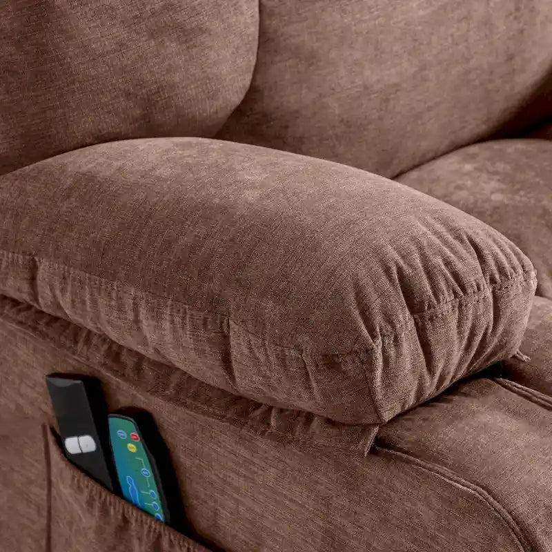 Sillón Reclinable Eléctrico con Calor y Masaje, Un Asiento, Azul / Marrón / Gris