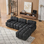 Sofá seccional plegable de 4 plazas con chaise longue, negro/naranja/blanco