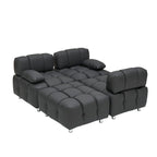 Sofá seccional plegable de 4 plazas con chaise longue, negro/naranja/blanco