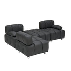 Sofá seccional plegable de 4 plazas con chaise longue, negro/naranja/blanco