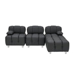 Sofá seccional plegable de 4 plazas con chaise longue, negro/naranja/blanco