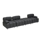 Sofá seccional plegable de 4 plazas con chaise longue, negro/naranja/blanco