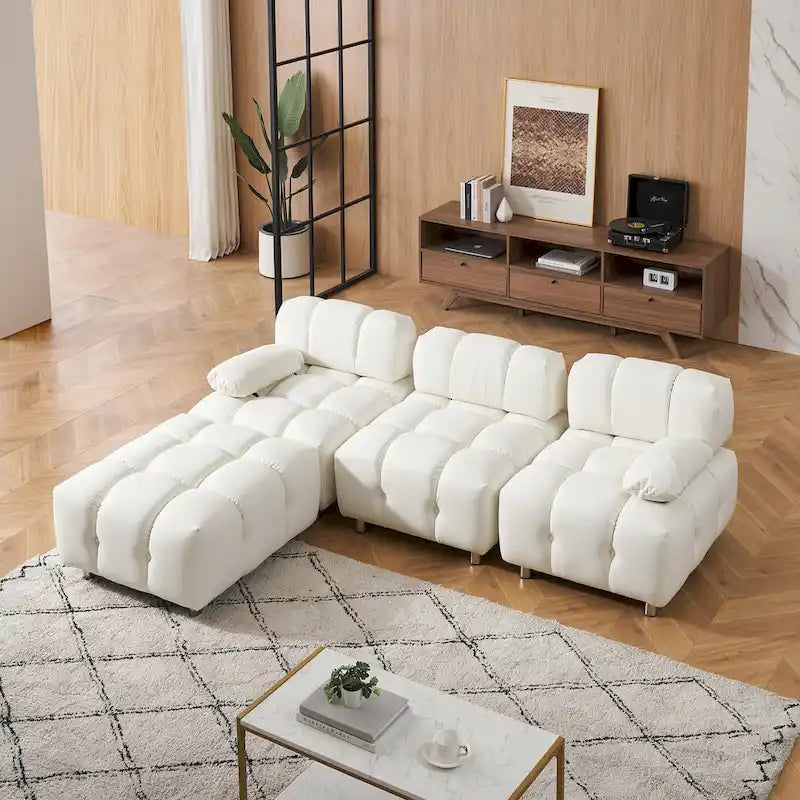 Sofá seccional plegable de 4 plazas con chaise longue, negro/naranja/blanco