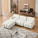 Sofá seccional plegable de 4 plazas con chaise longue, negro/naranja/blanco