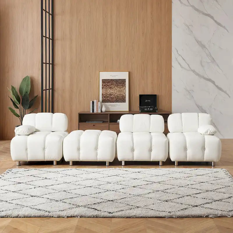 Sofá seccional plegable de 4 plazas con chaise longue, negro/naranja/blanco