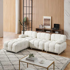 Sofá seccional plegable de 4 plazas con chaise longue, negro/naranja/blanco