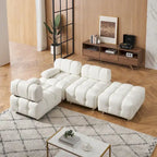 Sofá seccional plegable de 4 plazas con chaise longue, negro/naranja/blanco