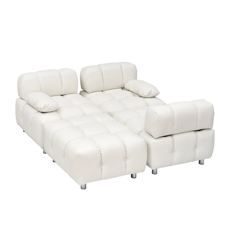 Sofá seccional plegable de 4 plazas con chaise longue, negro/naranja/blanco