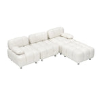 Sofá seccional plegable de 4 plazas con chaise longue, negro/naranja/blanco