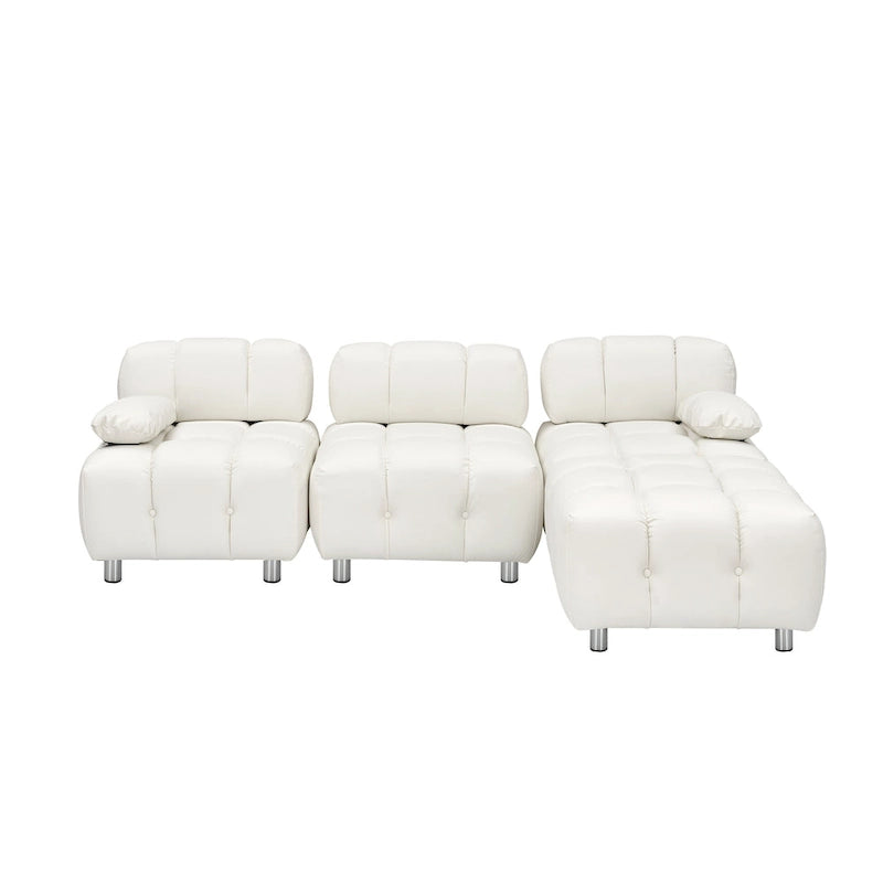 Sofá seccional plegable de 4 plazas con chaise longue, negro/naranja/blanco