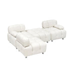 Sofá seccional plegable de 4 plazas con chaise longue, negro/naranja/blanco
