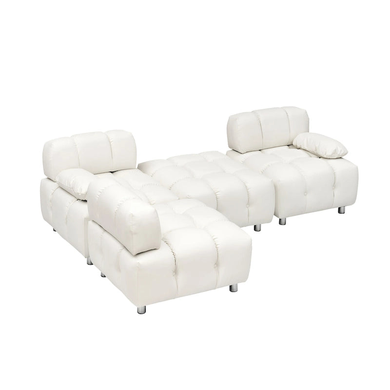 Sofá seccional plegable de 4 plazas con chaise longue, negro/naranja/blanco